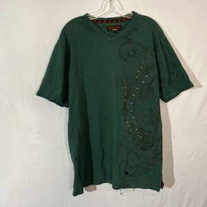 EMCEE Roughhouse Graphic Tee Large Green Studded Y2K Streetwear
